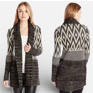 Lucky Brand Stargazer Open Cardigan Sweater Women’s Wool Blend Boho Aztec Sz M